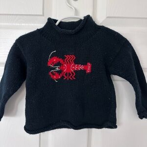 Navy blue Sweater with Red Lobster Design. Size 12 months. Perfect condition